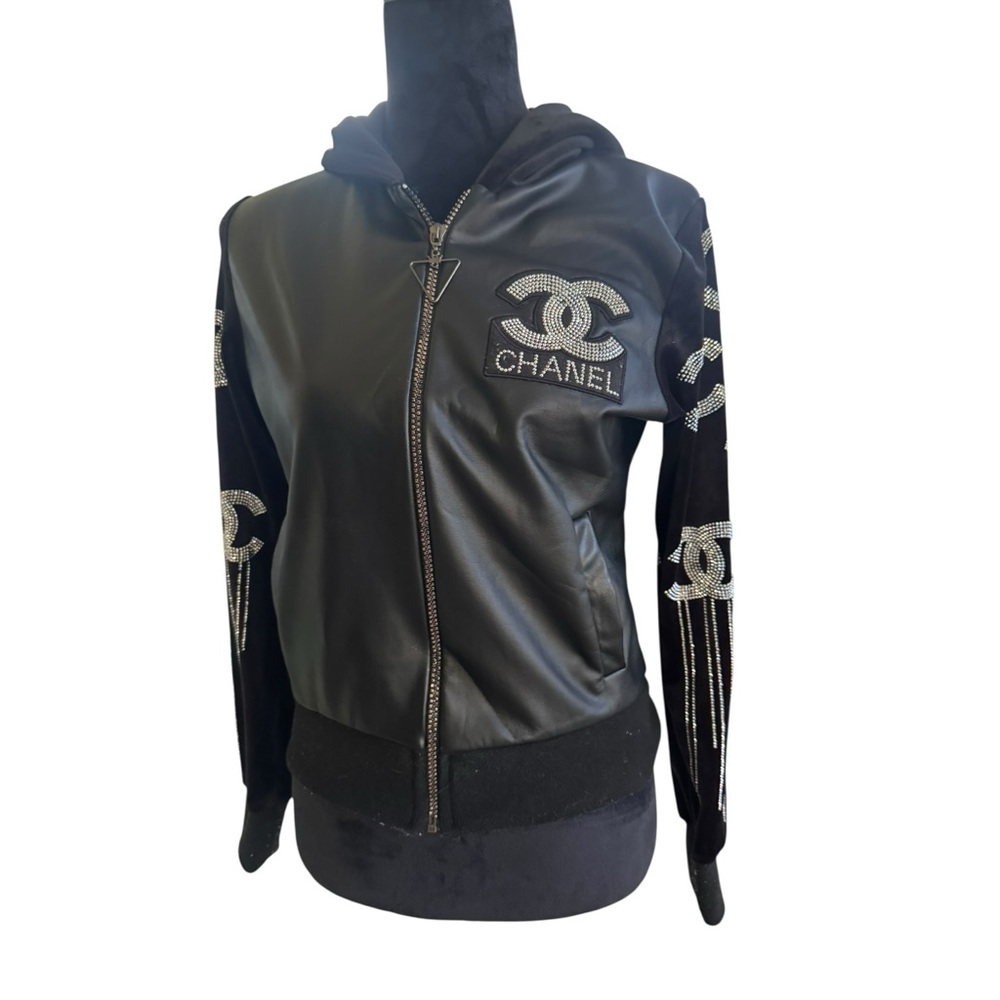 CC Black Bomber Jacket with Silver Details - Picture 2 of 12